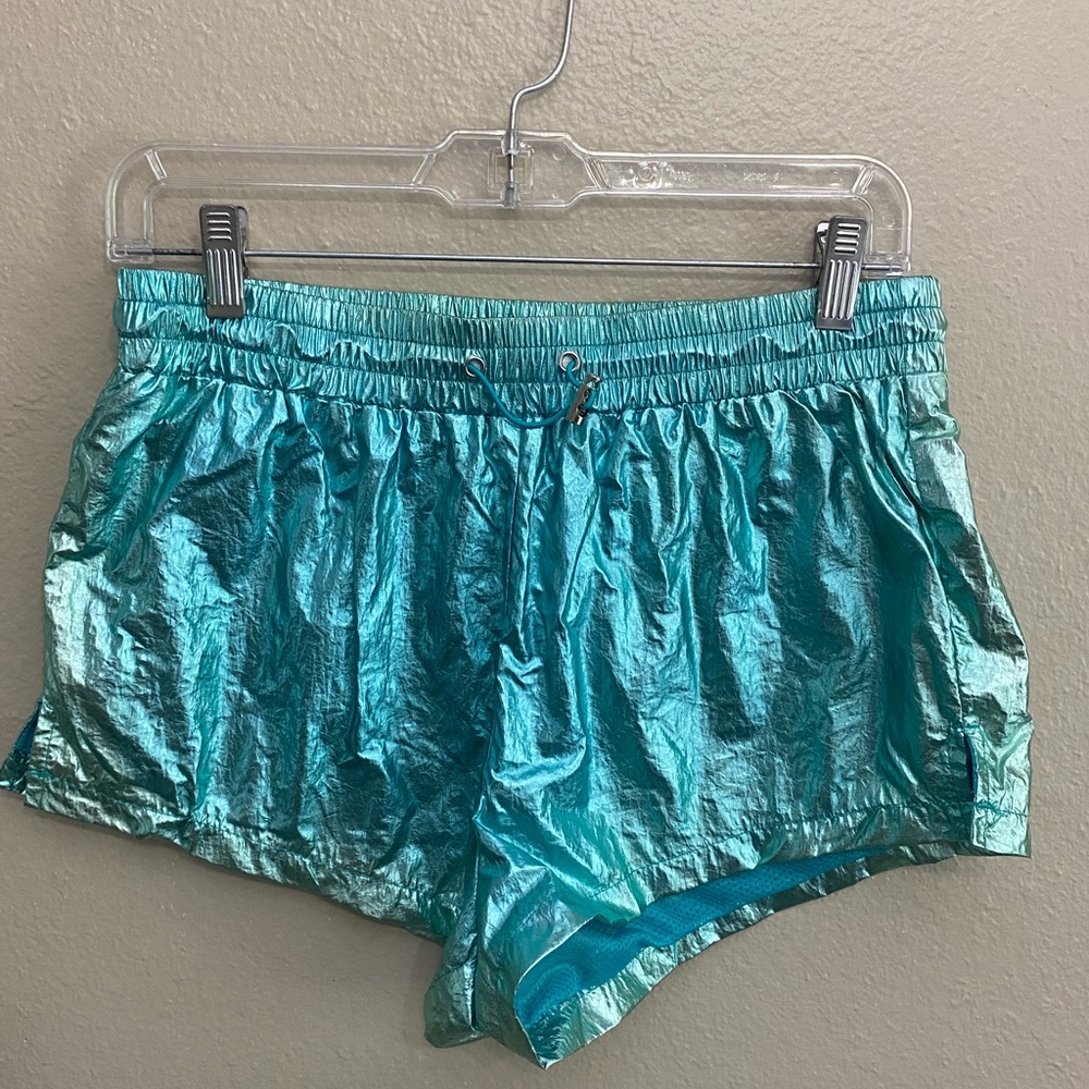 Aqua Metallic Shorts - NWT size medium